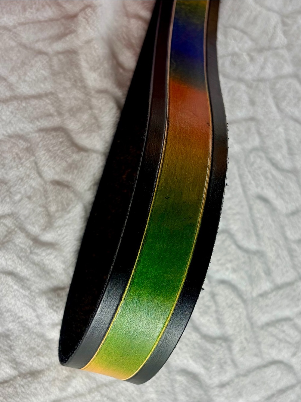 Handmade Ted Arthur Wearable Art Leather Belt Custom Gradient Rainbow Men’s XXL - Picture 5 of 11